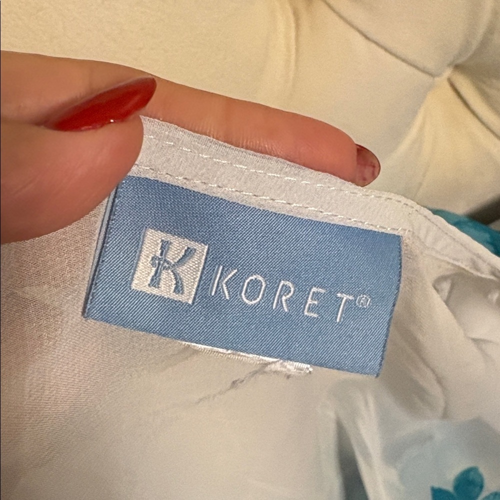 Koret teal and White Floral Kimono / coverup open front white black green blues - Picture 7 of 7